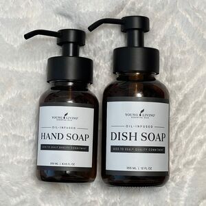 New Young Living Soap Dispensers Amber Glass Bottles with Modern Black Pumps